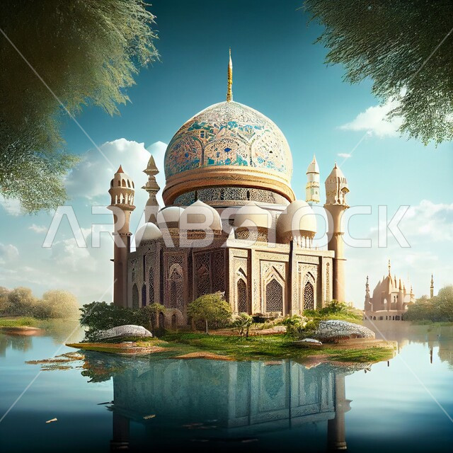 اسلاميات وعبادات, تصميم ثلاثي الأبعاد لمسجد، الهندسة المعمارية الاسلامية، خلفيات اسلامية مميزة, بحيرات وطبيعة خضراء, خلفيات وأجواء رمضانية, الصلاة والتقرب الى الله