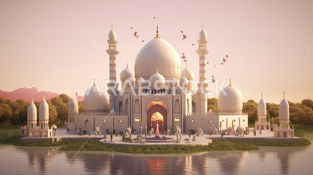 الهندسة المعمارية الاسلامية، اسلاميات وعبادات, صورة  لمسجد في المناطق الخضراء بتصاميم ابداعية، الفن الاسلامي المعماري، اماكن اسلامية مقدسة, خلفيات اسلامية مميزة