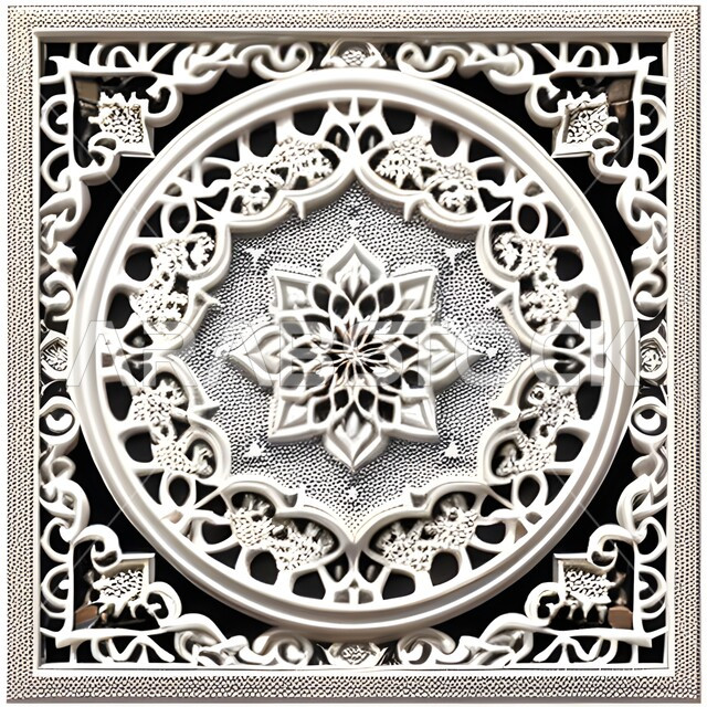 زخرفة عربية, قالب تصميم إسلامي مزخرف باللون الأسود و الأبيض, أشكال و زخرفات ملونة جميلة, خلفية اسلامية.