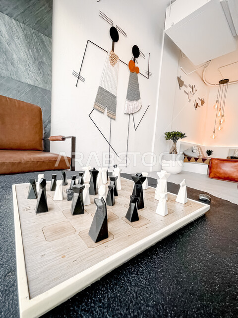Chess game stones, focus and challenge game, leisure and entertainment, planning concept and appropriate strategy thinking, chessboard strategy game, interior decoration.