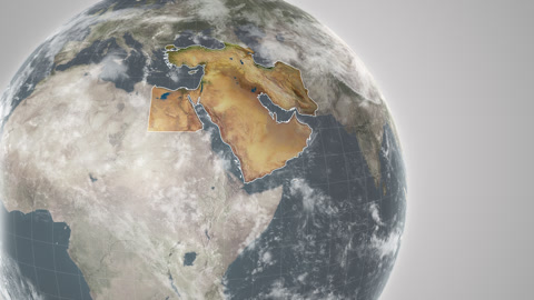 خريطة قارات العالم والشرق الأوسط