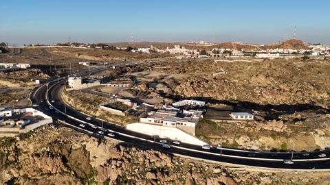 Al Taif drone 4k video Aerial view, Al Hada Mountain in Taif City top view
