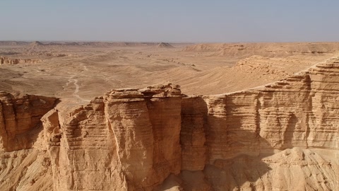 Camera drone flies backwards over Edge of the World