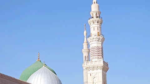 المئذنة والقبة الخضراء للمسجد النبوي الشريف