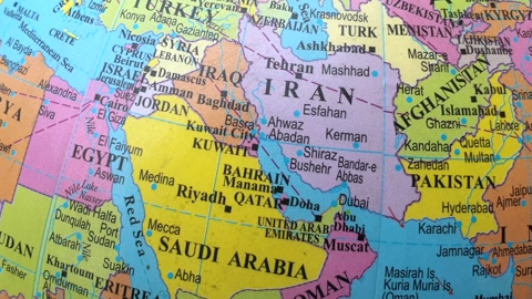 Middle East and world map