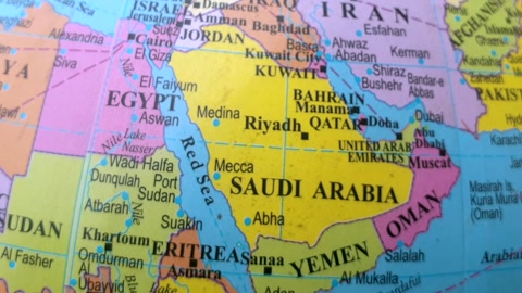 Middle East and world map