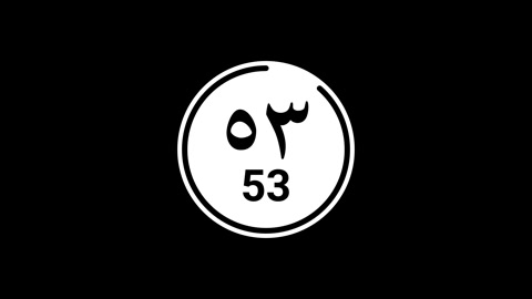 60 ثانية (دقيقة واحدة) عد تنازلي أبيض (أرقام عربية شرقية وغربية) على خلفية سوداء