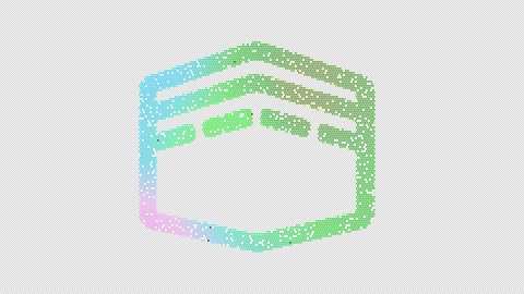 Icon kaaba is made up of LED square shapes that shimmer and flicker. There are