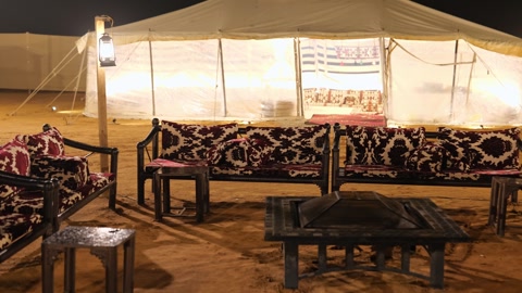 Traditional Bedouin Camp Night Setup KSA