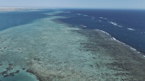 Aerial drone view of the Red Sea coast near Yanbu