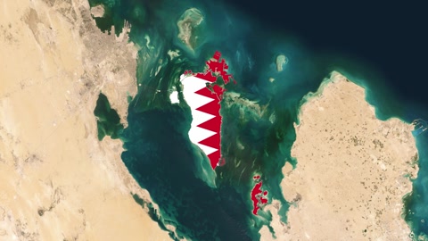 خريطة البحرين مع ألوان العلم