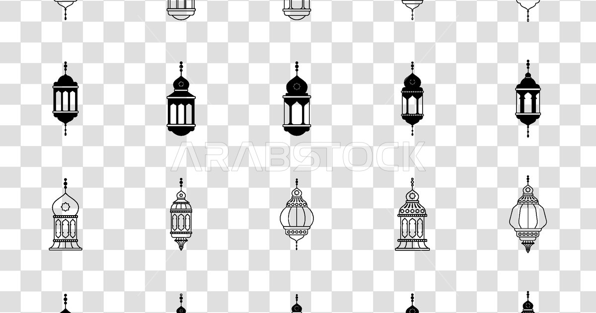 فيكتور مجموعة أيقونات خطية فانوس رمضان ، قوالب تصميم جاهزة ، خلفية ...