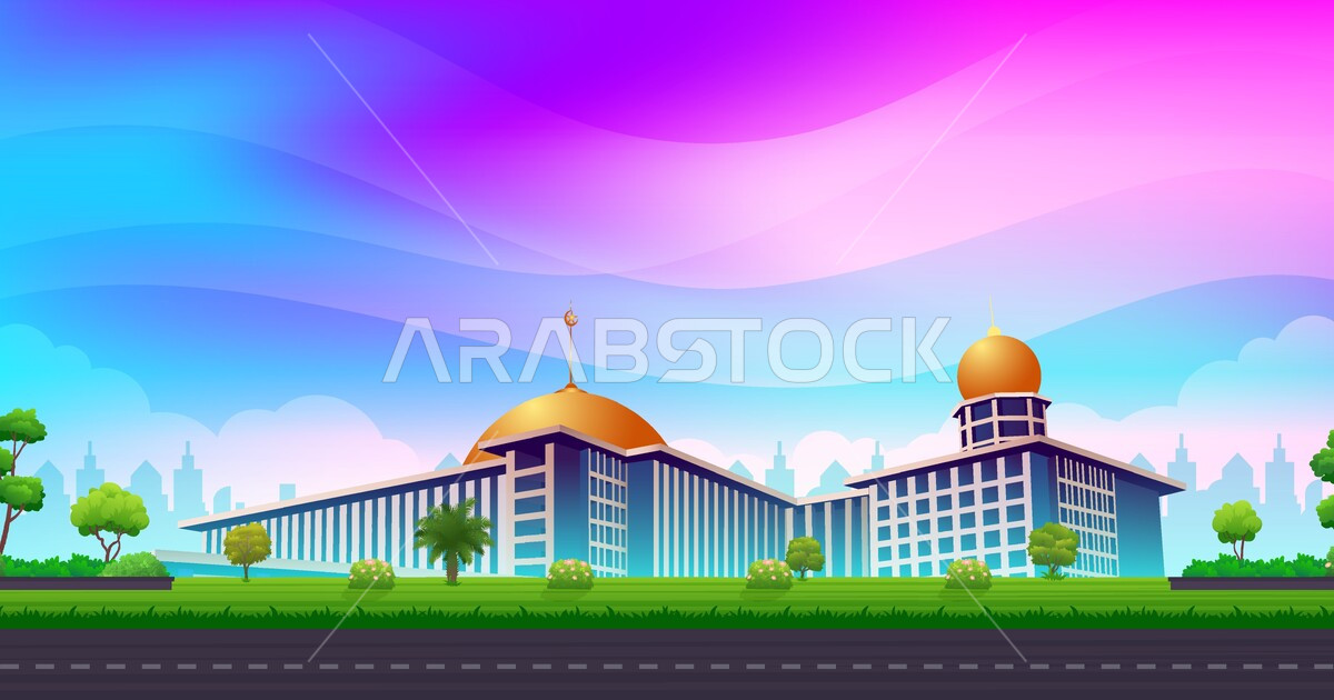 فيكتور مشهد بانورامي لمسجد كبير إسلامي ، جامع ، فيكتور اليستريتور ...