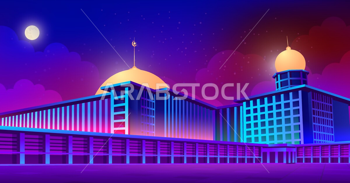 فيكتور مشهد بانورامي لمسجد كبير إسلامي ، جامع ، فيكتور اليستريتور ...