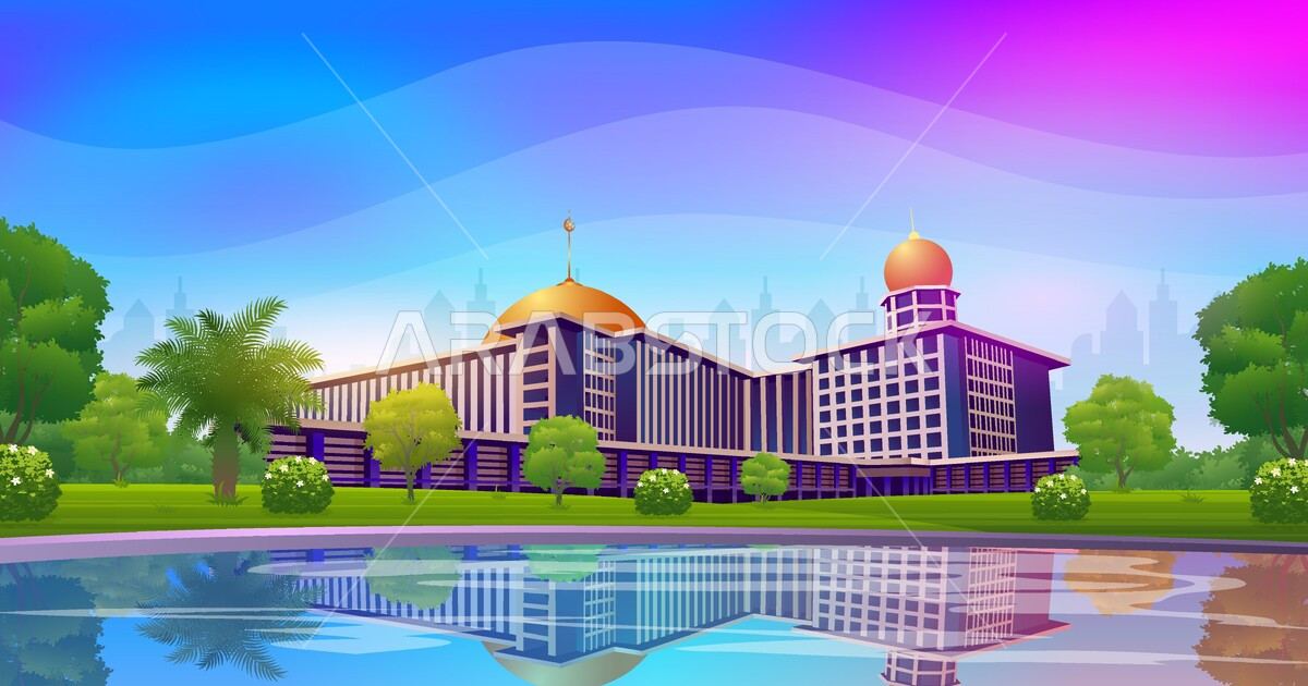 فيكتور مشهد بانورامي لمسجد كبير إسلامي ، جامع ، فيكتور اليستريتور ...