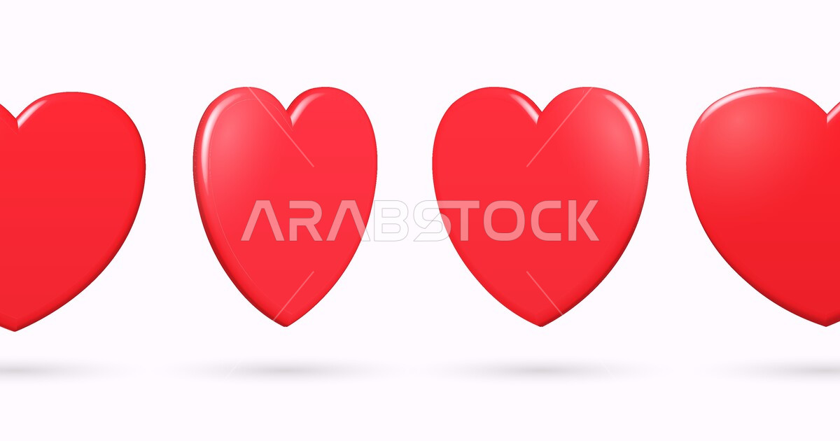 Vector set of hearts icons in red color, white background isolated ...