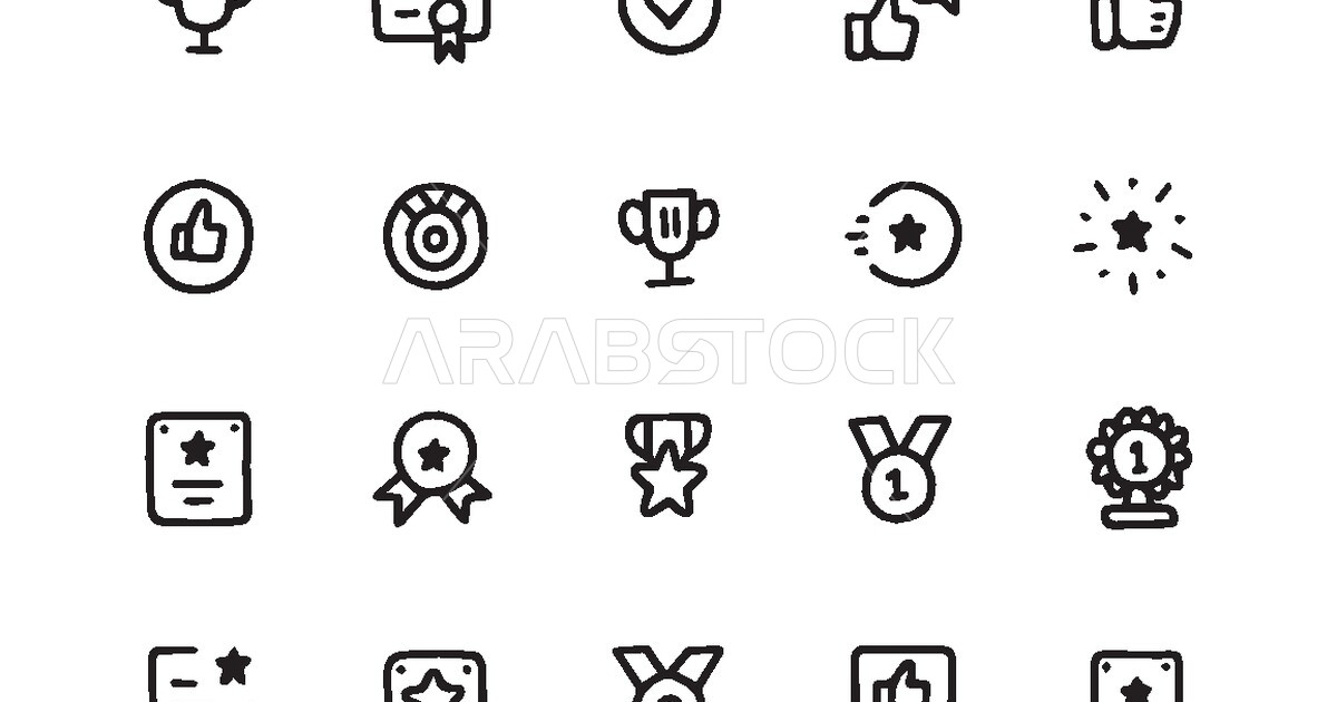 Rank Ribbon Icon Vector icon set, badge, award, ribbon, rank, medal, line graphics ...