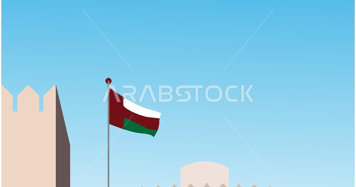 Vector Design of Rustaq Castle, Rustaq State, Important Monuments and ...