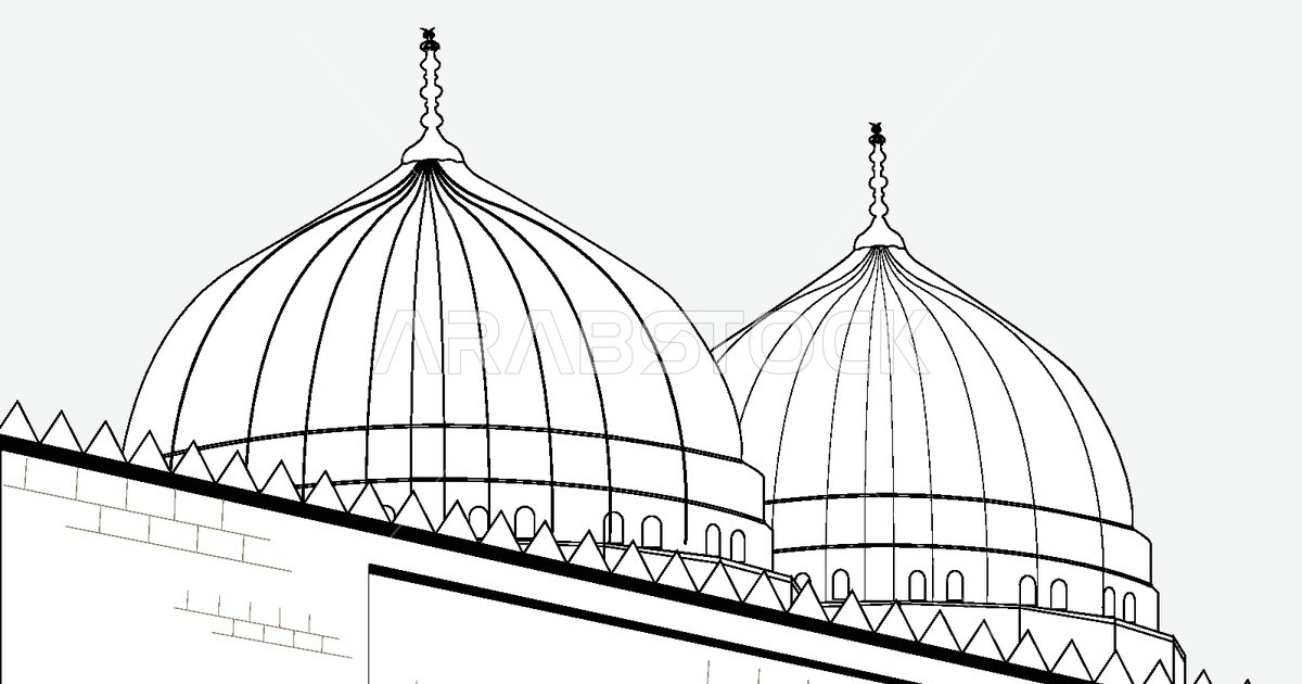 فيكتور جامع ومأذنة ، مسجد ، رسم خطي ، دار عبادة ، خلفية معزولة ، فيكتور ...