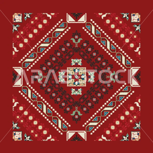 Colorful textiles, patterns and ornaments, embroidery art in Saudi ...