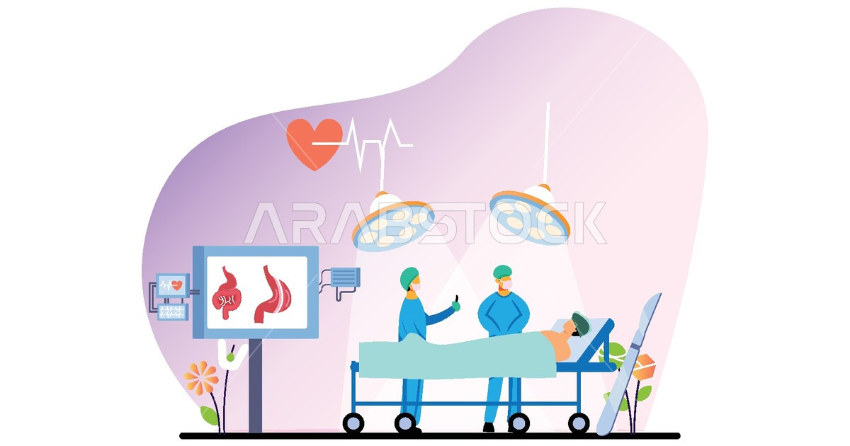 فيكتور كرتوني لتصميم احدى اقسام الجهاز الهضمي المعدة ، قص المعدة ...