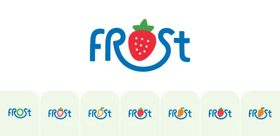 Various colorful icons and symbols, English logo templates, Frost dried fruit company logo, white background, vector illustrator