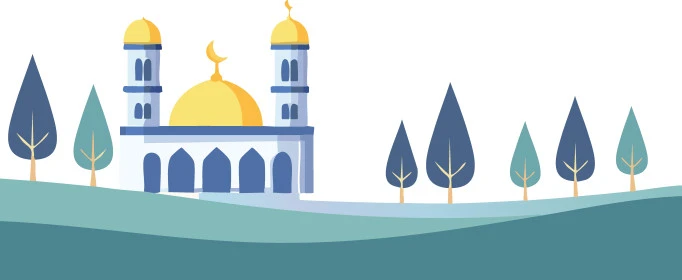 Religious and Islamic designs and drawings, the concept of worship and drawing closer to God Almighty, a logo for an Islamic mosque in the middle of nature, preparing to welcome the holy month of Ramadan, white background, vector illustrator