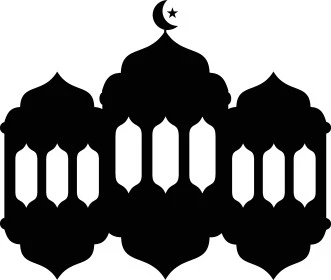 مجموعة من الفوانيس المزخرفة باللون الأسود، ديكورات وزخارف شهر رمضان المبارك، الأجواء الروحانية الرمضانية، خلفية بيضاء، فيكتور اليستريتور