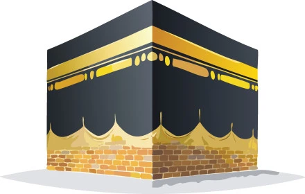 قالب تصميم اسلامي ديني، رسوم توضيحية ثلاثية الأبعاد للكعبة المشرفة، قبلة الاسلام والمسلمين في مكة المكرمة، معالم دينية اسلامية مقدسة، خلفية بيضاء, فيكتور اليسريتور