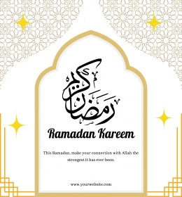 رمضان كريم، نصوص و عبارات باللغة العربية والانجليزية، فنون الخط العربي الأصيل، بطاقات و قوالب تصميم للتهنئة بقدوم شهر الخير، التبريكات و التهاني بالمناسبات الدينية الإسلامية، نجوم وهلال ونقوش متنوعة، خلفية بيضاء, فيكتور اليستريتور