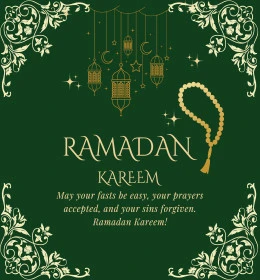Ramadan Kareem, English texts and phrases, greeting cards and design templates for the arrival of the month of goodness, congratulations and greetings on Islamic religious occasions, Ramadan lanterns, decorations and ornaments, green background, Illustrator vector