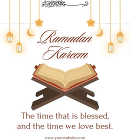 رمضان كريم، نصوص و عبارات باللغة الانجليزية، بطاقات و قوالب تصميم للتهنئة بقدوم شهر الخير، التبريكات و التهاني بالمناسبات الدينية الإسلامية، فوانيس ومصحف وزينة رمضانية، خلفية بيضاء, فيكتور اليستريتور