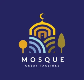 مخطوطة باللغة الانكليزية، الاستعداد لقدوم شهر رمضان المبارك، مفهوم العبادة والتقرب الى الله تعالى، رسوم توضيحية لمسجد بألوان متنوعة، تصاميم دينية للمناسبات الاسلامية, خلفية زرقاء، فيكتور اليستريتور 