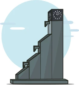 Granite column with Rado clock in Al-Bay'a Square in Al-Balad district, illustration and design of towers and landmarks of Jeddah city, famous places and landmarks in Saudi Arabia, white background, vector illustrator