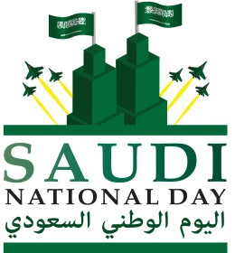 Saudi National Day manuscript, Flag Day March 11, patriotic phrase in Arabic, National Day September 23, graphics and events for the Kingdom of Saudi Arabia, white background, Illustrator vector