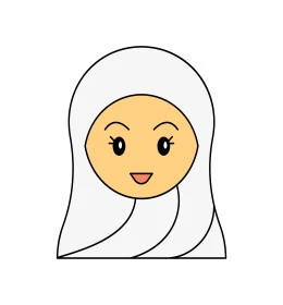 رسم توضيحي لوجه حاجة محجبة، دليل الحج المبرور, الخطوات المتبعة لأداء مناسك الحج, قدوم المسلمين من شتى أنحاء العالم لأداء الفرائض والعبادات, أماكن دينية مقدسة، خلفية بيضاء، فيكتور اليستريتور