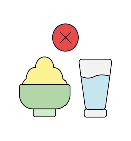 Abstaining from eating and drinking, worship in the holy month of Ramadan, commitment to fasting and not eating, icon of a plate of food, a glass of water and a forbidden sign, white background, vector illustrator