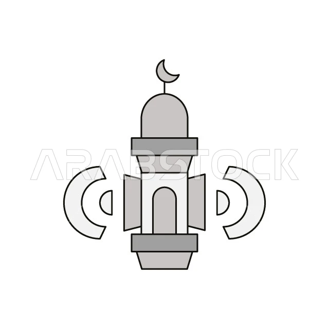 Calling Muslims to perform their religious duties, architectural art of minarets in the mosque, concept of worship and drawing closer to God Almighty, white background, Illustrator vector