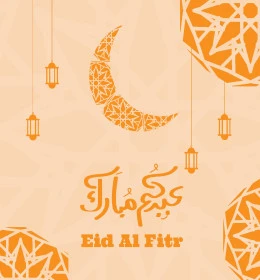 Greeting templates and designs, holiday greeting cards, phrases and texts in Arabic and English, colorful Eid Mubarak manuscript, congratulations and greetings on Islamic religious occasions, Illustrator vector