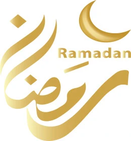 Ramadan, a template for greeting the arrival of the month of goodness and blessings, authentic Arabic calligraphy arts, Islamic religious occasions and holidays, Ramadan manuscript in Arabic with a crescent moon, Illustrator vector