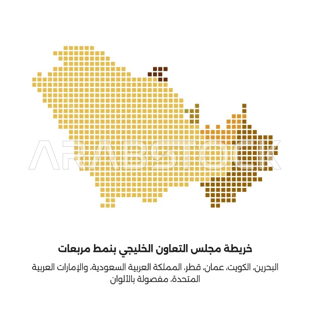 رسوم توضيحية لخريطة المملكة العربية بنمط المربعات، الحدود الجغرافية للبلاد، المحيطات واليابسة والطبيعة المائية، موقع دولة السعوديه بين دول العالم العربي، فيكتور اليستريتور