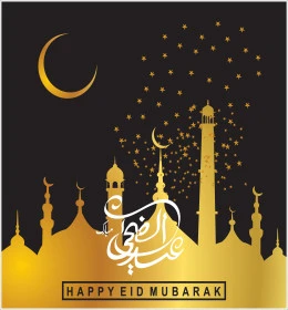 Arabic and English phrases and texts, holiday greeting cards and designs, Eid Mubarak calligraphy in different colors, ready-made templates and designs, congratulations and greetings on Islamic religious occasions, decorative background, Illustrator vector