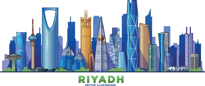 معالم الرياض المشهورة، رسومات وتصاميم مدينة الرياض في المملكة العربية السعودية، الابراج وناطحات السحاب، فيكتور اليستريتور