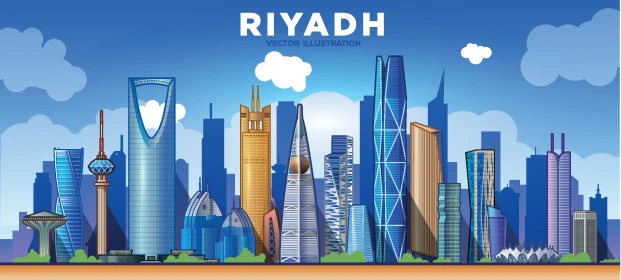 معالم الرياض المشهورة، رسومات وتصاميم مدينة الرياض في المملكة العربية السعودية، الابراج وناطحات السحاب، فيكتور اليستريتور