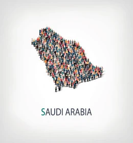 رسوم توضيحية لخريطة المملكة العربية، الحدود الجغرافية للبلاد، المحيطات واليابسة والطبيعة المائية، موقع دولة السعوديه بين دول العالم العربي، فيكتور اليستريتور