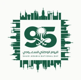 Design templates for celebrating national occasions and holidays, raising flags in pride of belonging to the homeland, Saudi National Day phrase in English and Arabic, Saudi Flag Day March 11, National Day anniversary September 23, white background, Illustrator vector