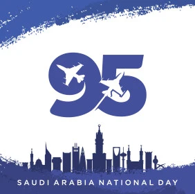 National Day commemoration, September 23, design templates for celebrating national occasions and holidays, raising flags in pride of belonging to the homeland, Saudi National Day phrase in English, Saudi Flag Day, March 11, white background, Illustrator vector