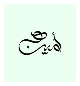 Amina, an Arabic name for girls, a feminine name manuscript, authentic Arabic calligraphy, white background, Illustrator vector