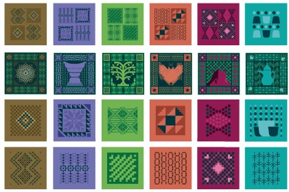 Saudi folk heritage of Sadu weaving, traditional handicraft heritage art in the Kingdom of Saudi Arabia, artistic designs of colorful Arabic decoration, Illustrator vector