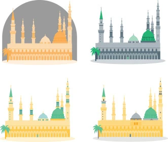 Islamic Ramadan drawings and decorations, design of a mosque building on a white background, the concept of worship and closeness to God, praying in the mosque, Illustrator vector